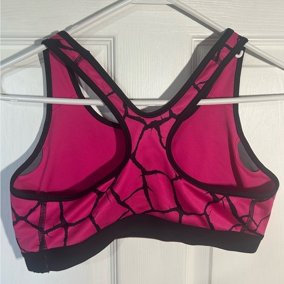 Nike Pro Fuschia Pink Black Design Print Sports bra racer back size Large - Picture 6 of 9